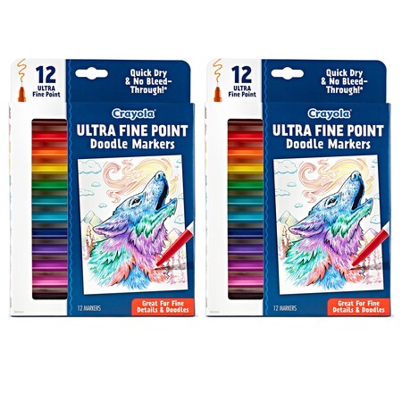 Crayola Doodle & Draw Ultra Fine Point Doodle Marker, 12 Colors, 24PK 58-8313